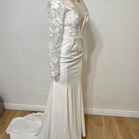 Lulus Wedding Eternity With You White Lace Long Sleeve Dress Size 2 - Picture 5 of 15